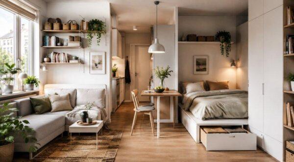 Das Bild zeigt das Beitragsbild 1 zum Thema: Kleine Wohnung einrichten - 15 Ideen für mehr Platz und Stauraum