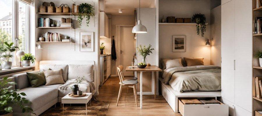 Das Bild zeigt das Beitragsbild 1 zum Thema: Kleine Wohnung einrichten - 15 Ideen für mehr Platz und Stauraum